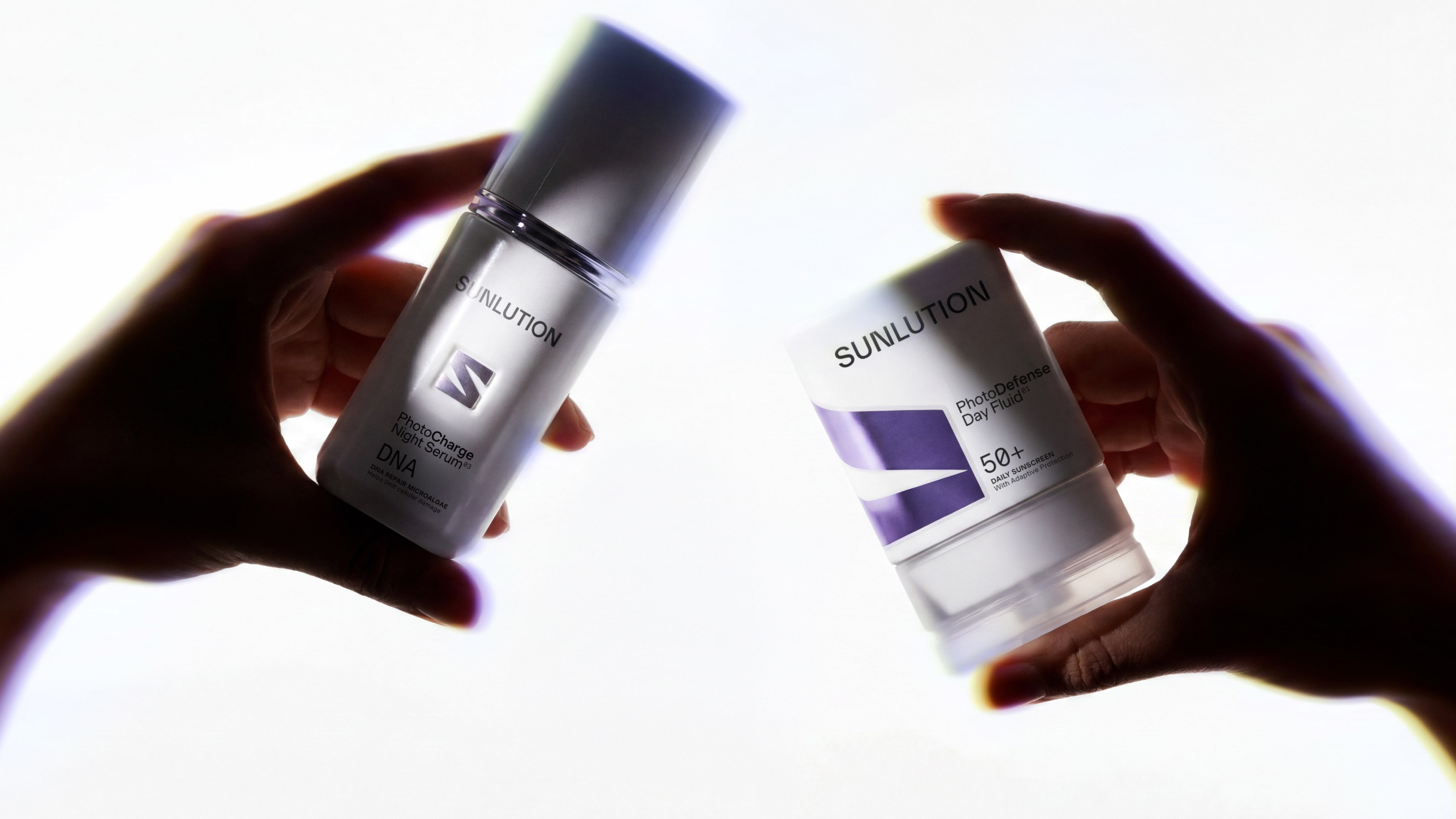 Sunlution skincare brand identity and packaging design by Justified Studio, a Parisian beauty brand inspired by light-conscious skincare and photoageing science