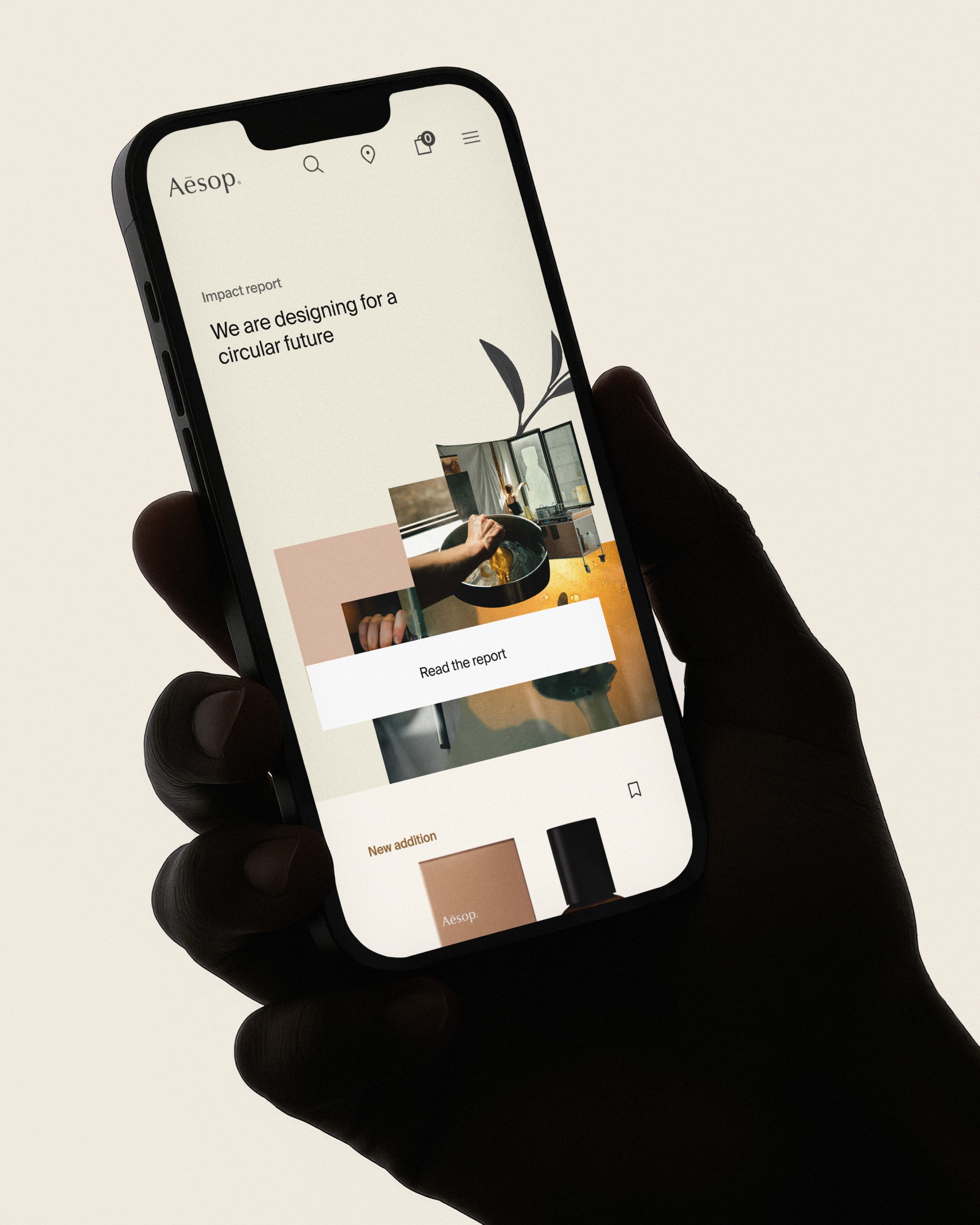 An image of Aesop Impact Report design system and art direction