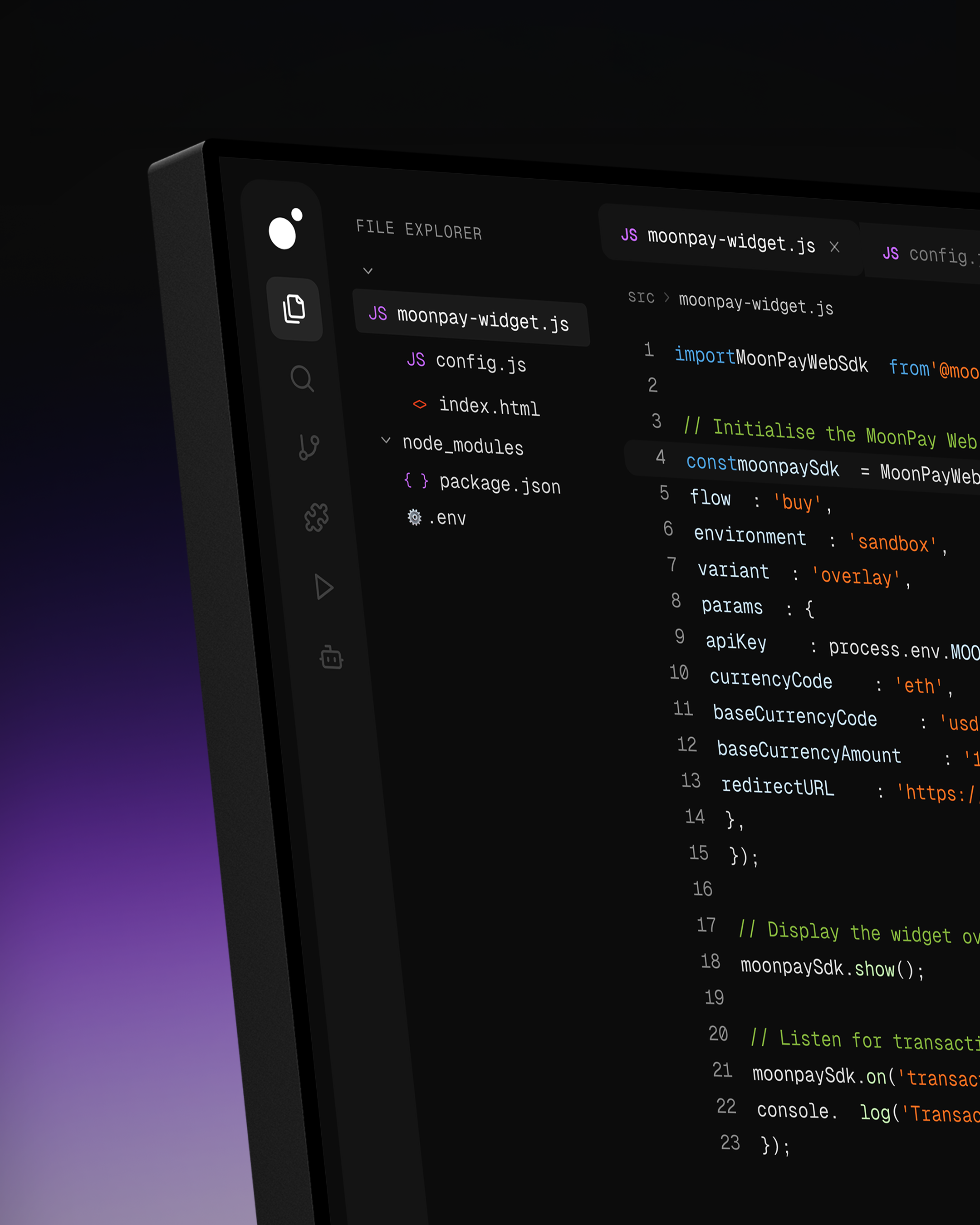 An image of MoonPay UX & UI frontend product experience 