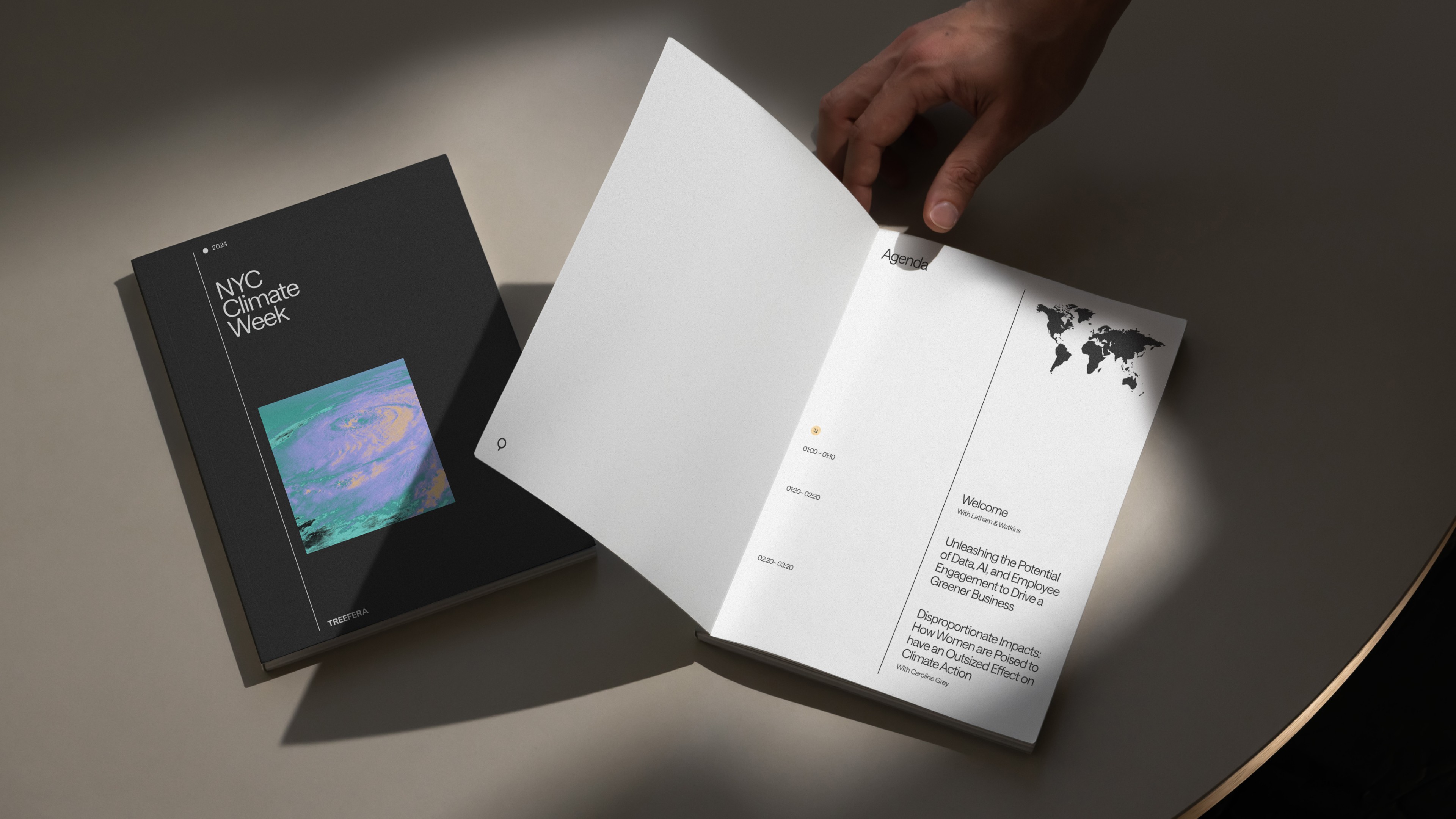 An image of Treefera brand printed in a marketing book