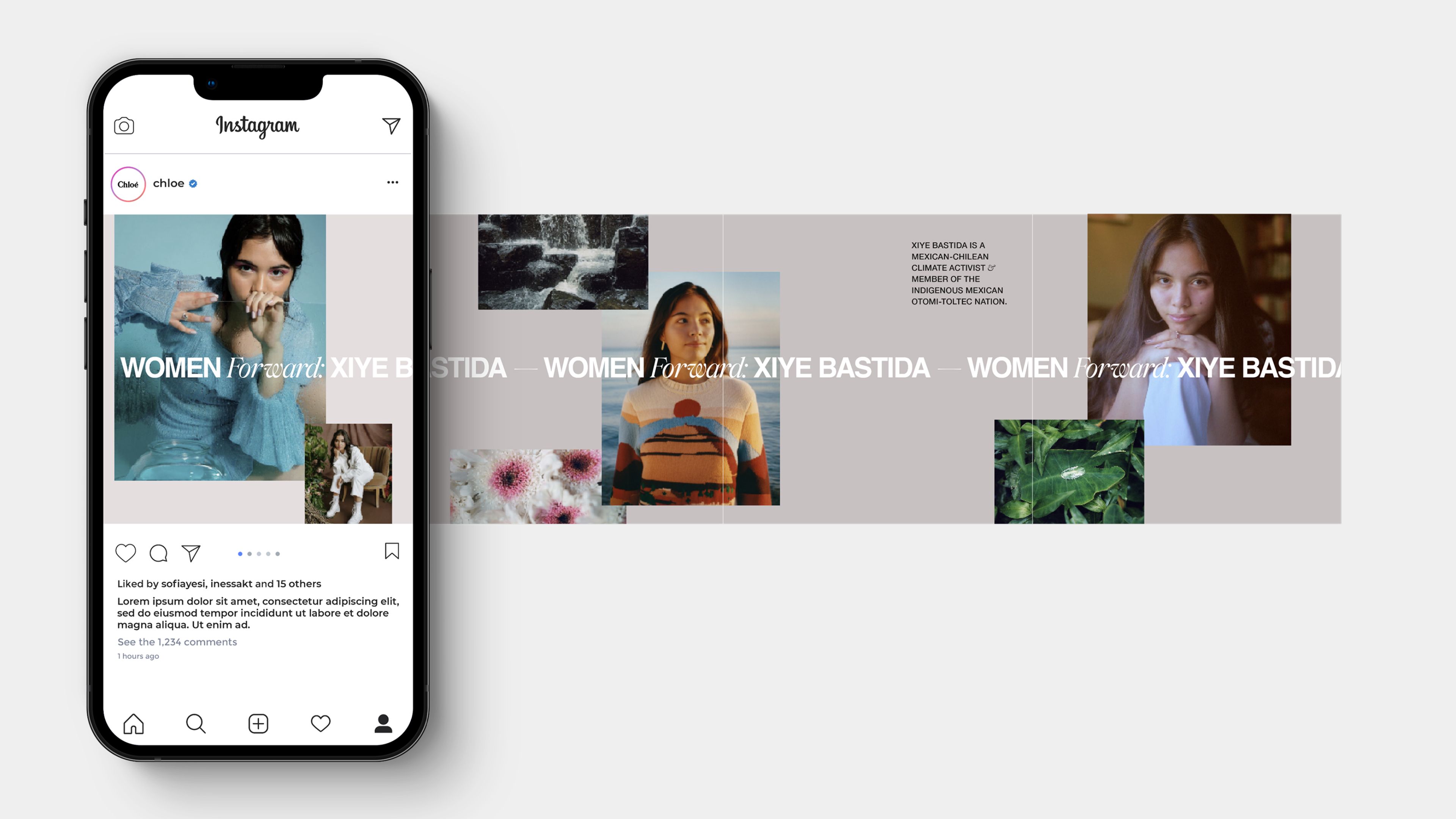 An image of Chloé Futures showing photography and logo identity design for instagram social media roll out