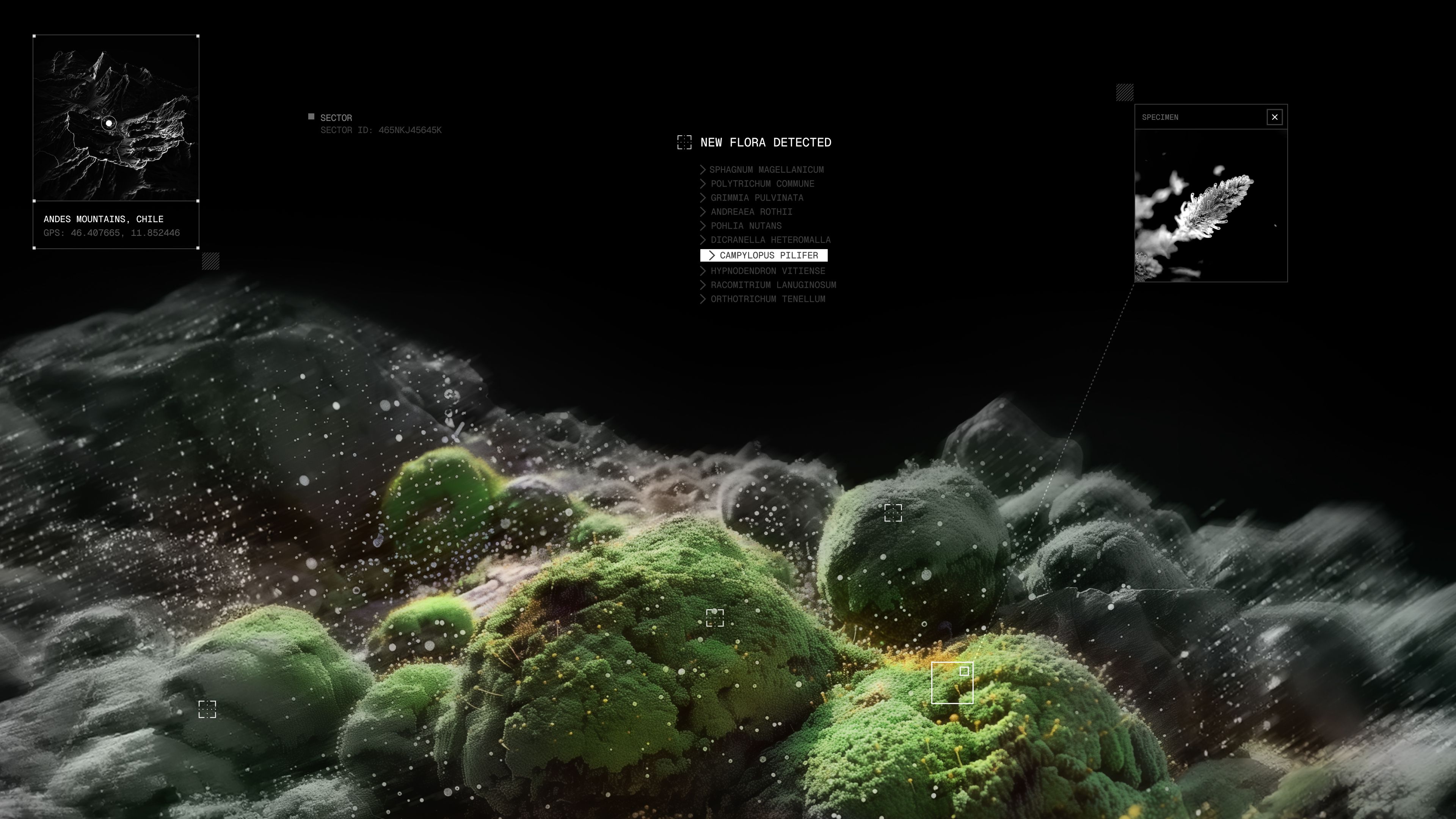 An image of Ikea Future Forest interactive experience showing the brand UI and graphic elements