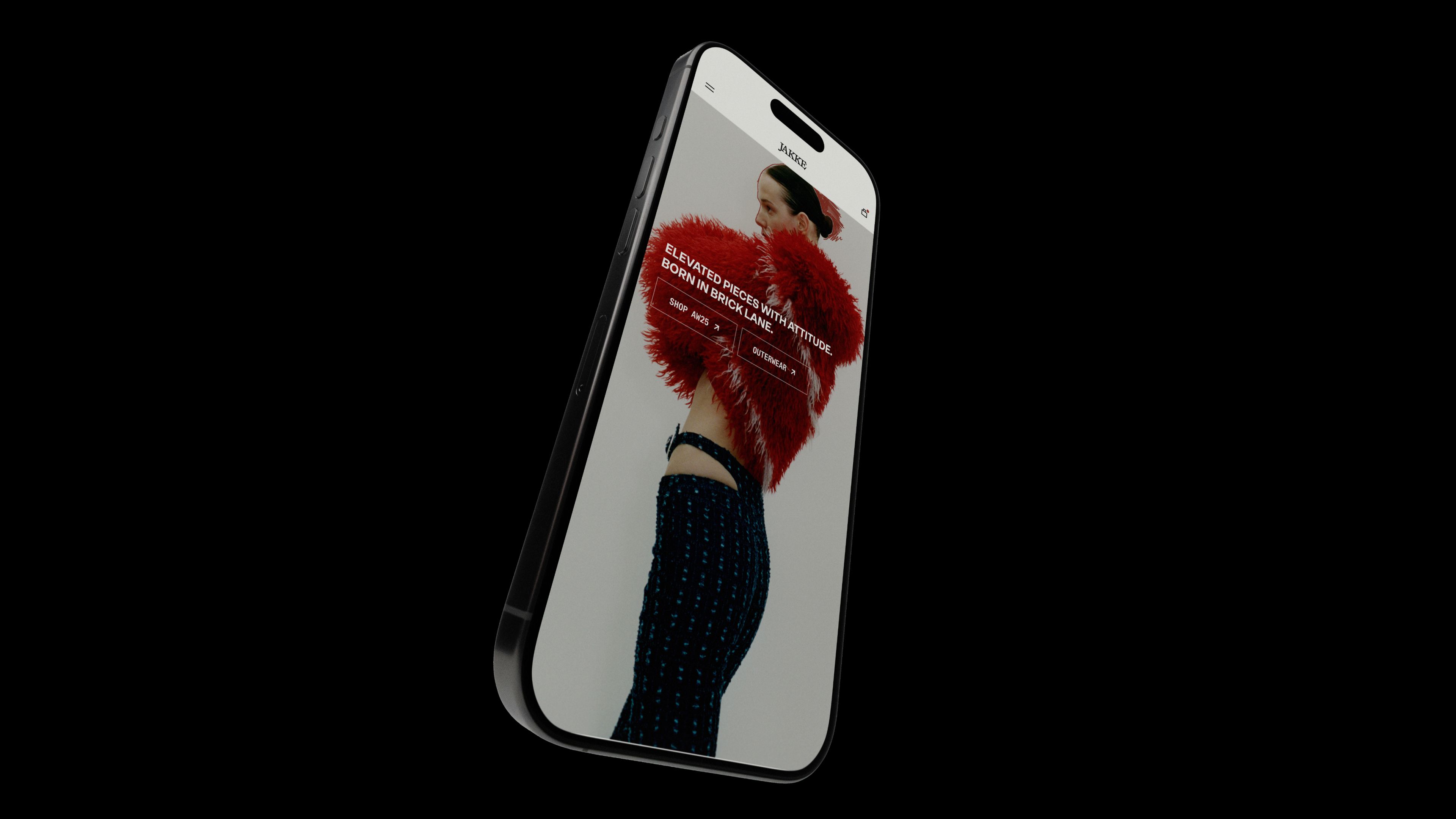 An image of Jakke E-Commerce website mobile in phone