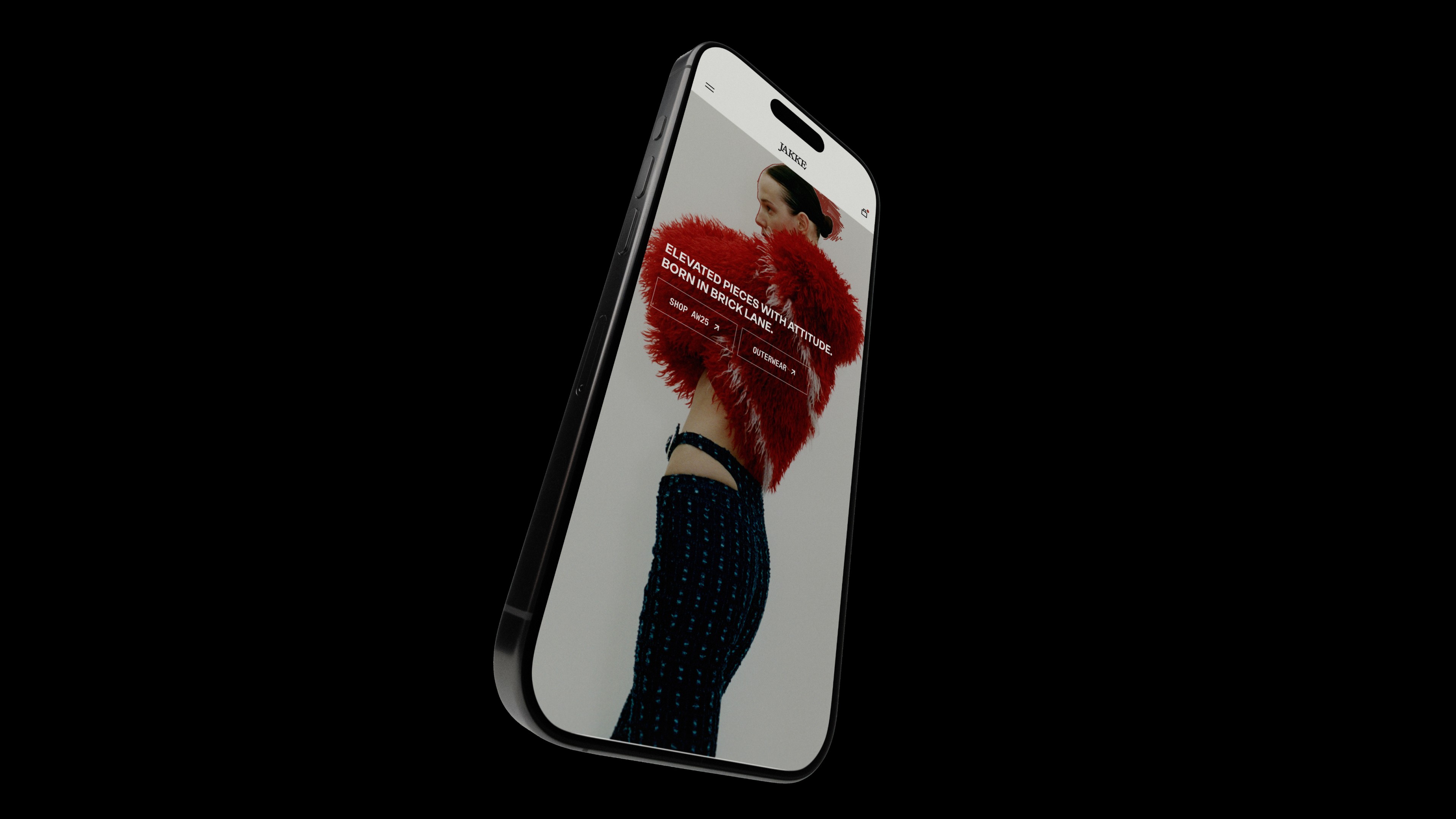 An image of Jakke E-Commerce website mobile in phone