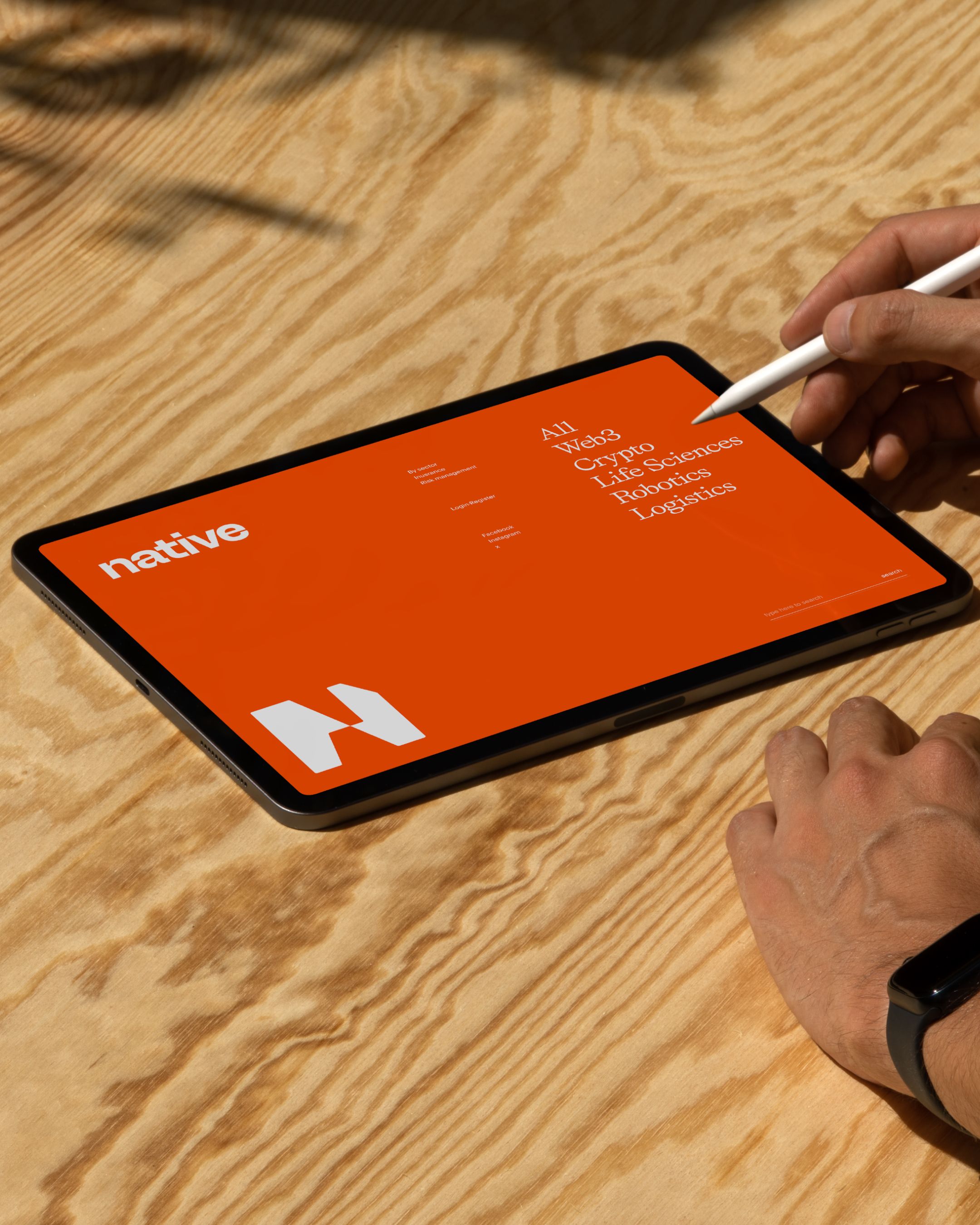 An image of Native brand showing the marketing site and website in an ipad