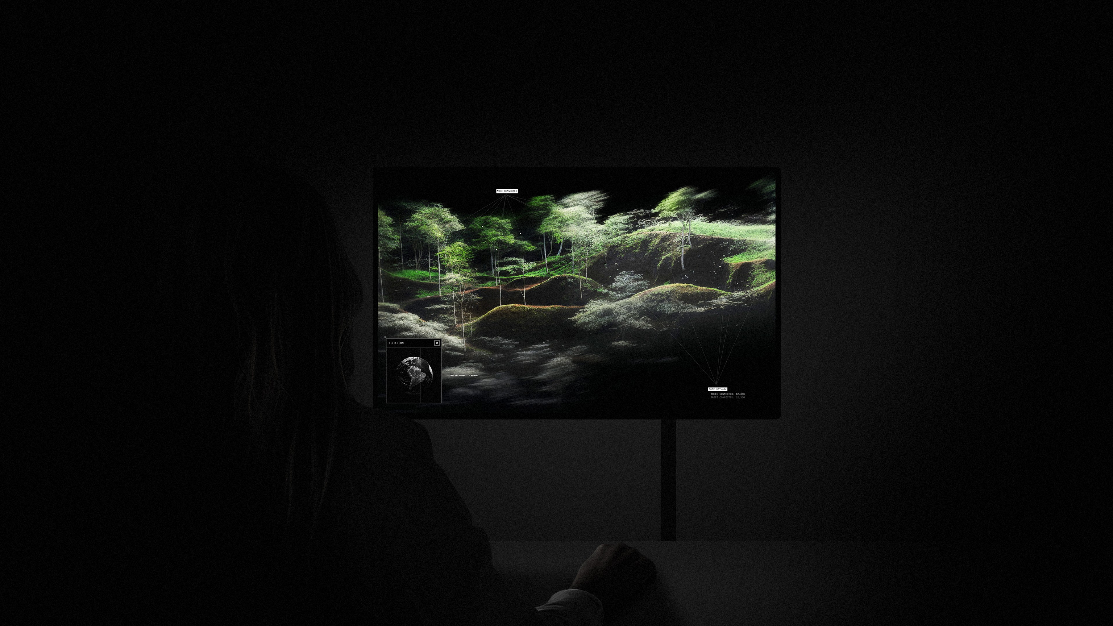 An image of Ikea Future Forest interactive experience in a desktop display showing a user