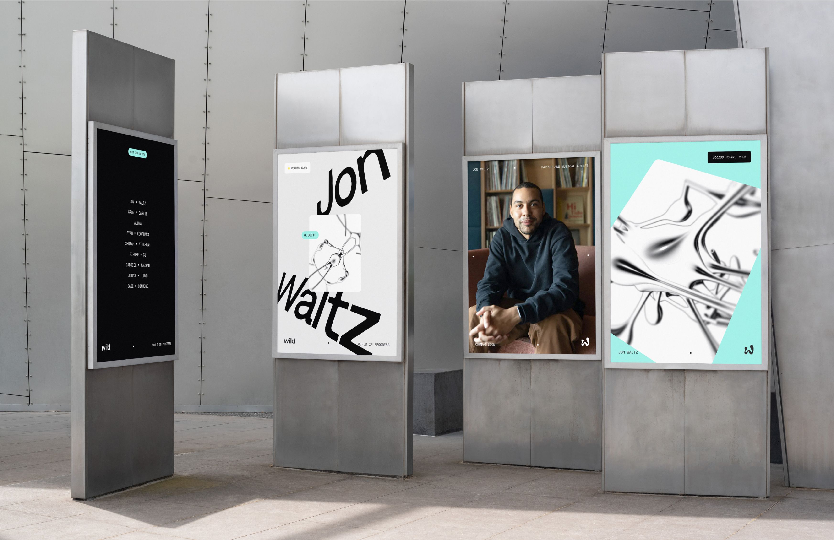 An image of a Wild exhibition showing the marketing and posters in a key visual