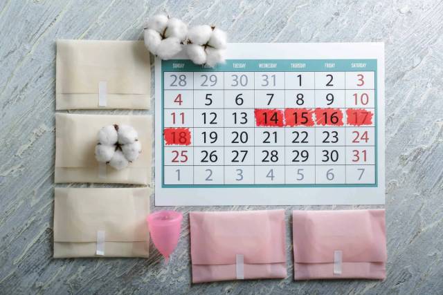 Calendrier, protections périodiques et tampons.