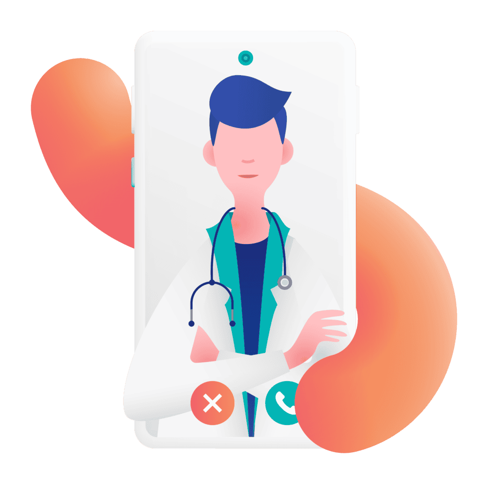 Illustration d’un médecin dans l’écran d’un smartphone.