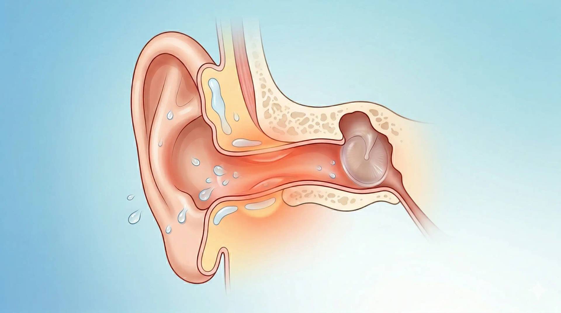 illustration-medicale-otite-externe-conduit-auditif-enflamme-oreille-du-nageur