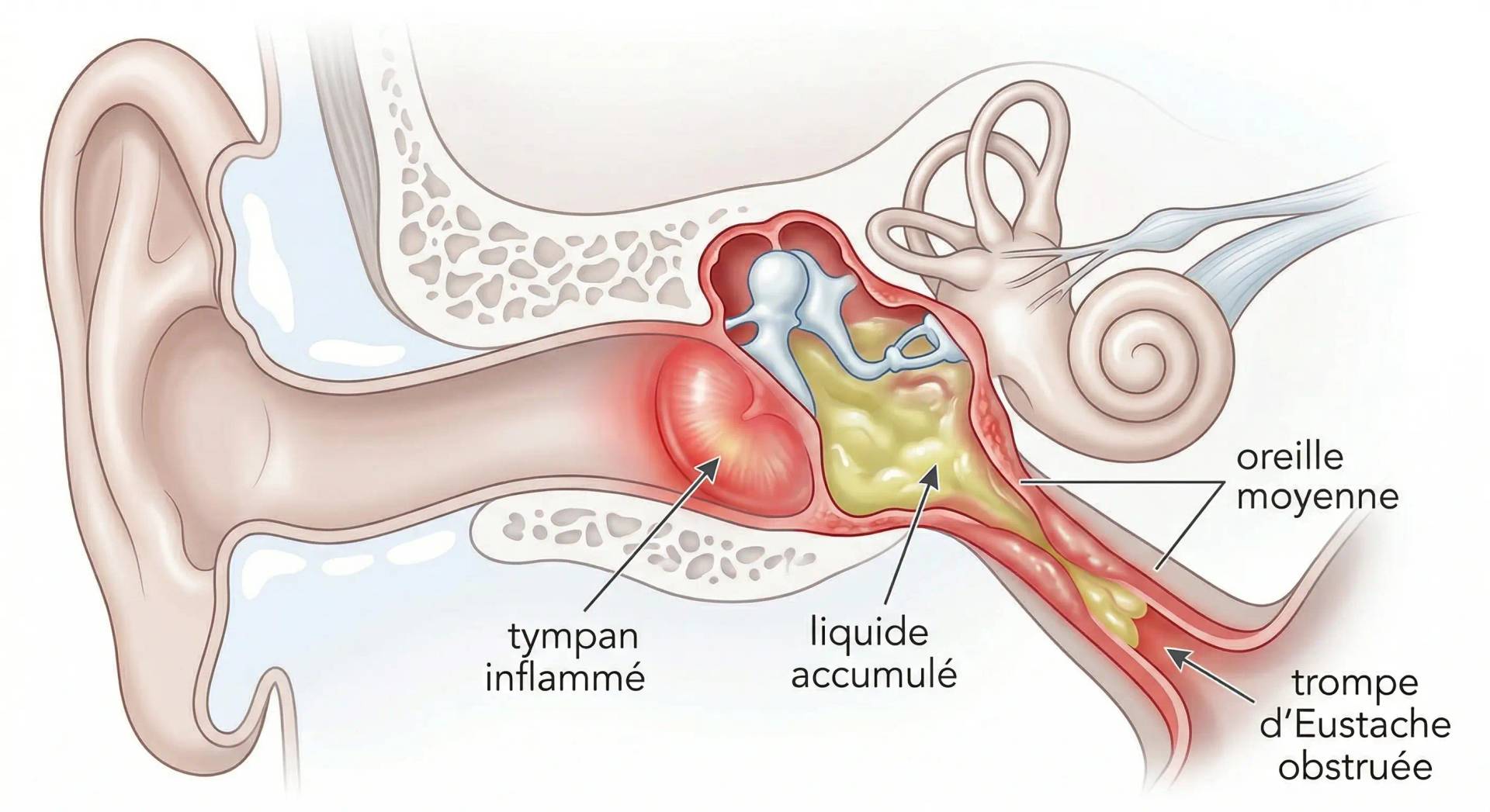 PET scan en coupe axiale montrant un foyer infectieux lors d'une otite maligne externe