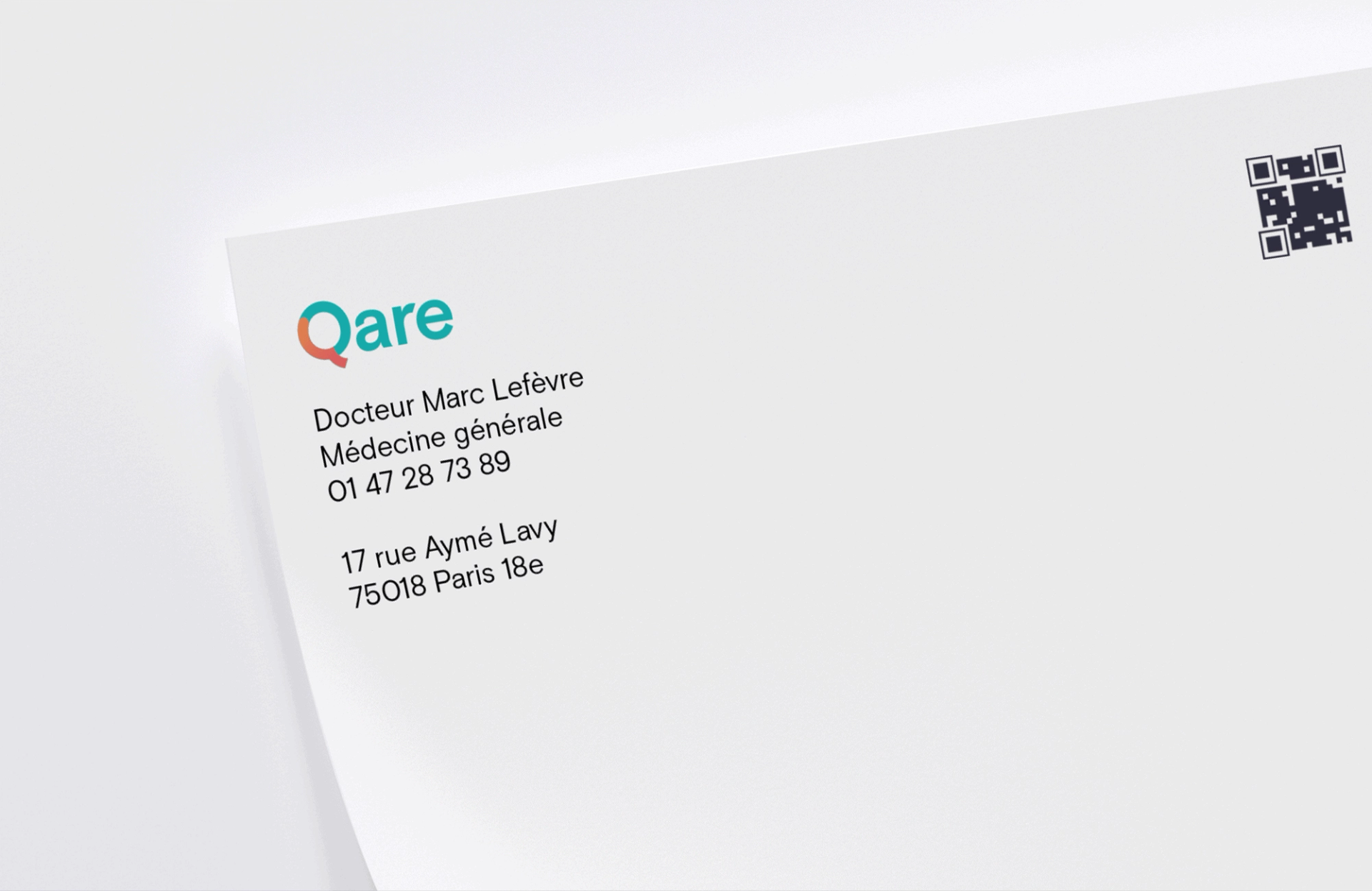 Document médical portant un en-tête Qare.