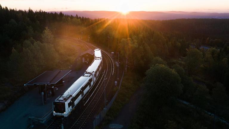 Metro in sun set