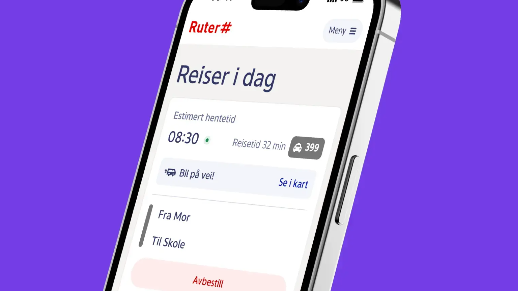 En mobil som viser den nye løsningen for skoleskyss