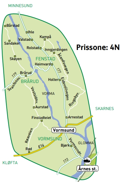 Kart over Fenstad øst/vest