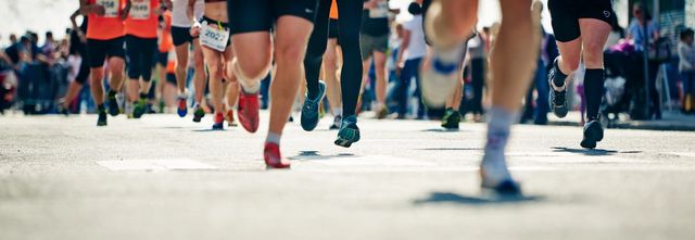 Closeup of legs running