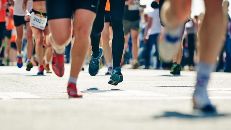 Closeup of legs running