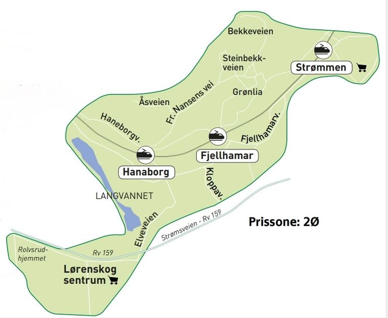 Kart over Fjellhamar