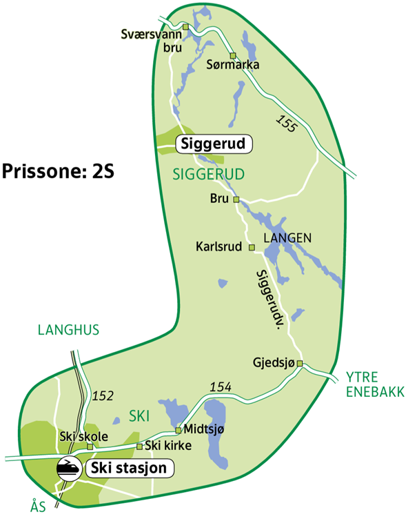 Kart over Siggerud - Ski stasjon