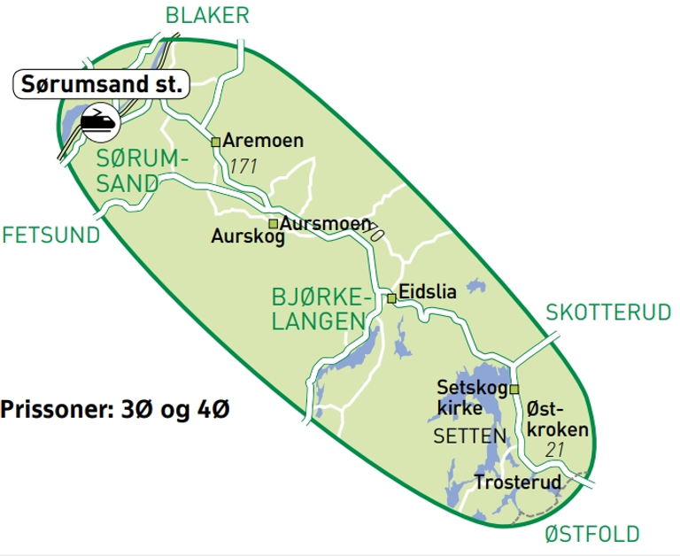 Kart over Trosterud-Setskog-Sørumsand