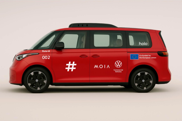 Bilde av en rød Volkswagen ID.BUZZ