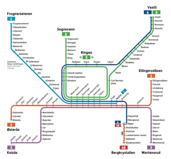 T-banekart avvik Ryen–Bergkrystallen