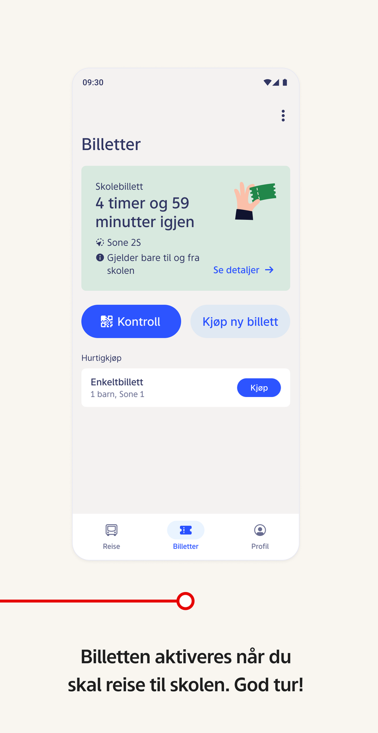 Ilustration of a school ticket in the Ruter-app