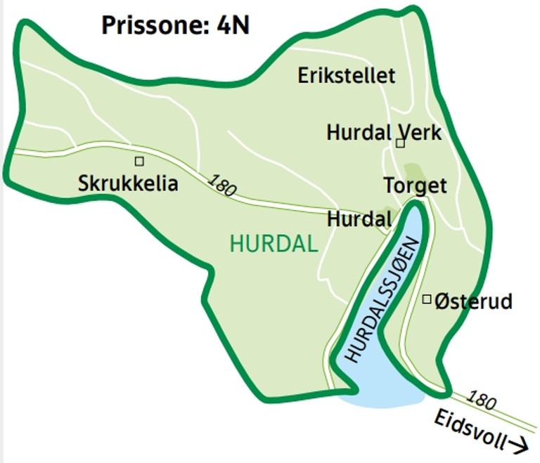 Kart over Hurdal - Eidsvoll