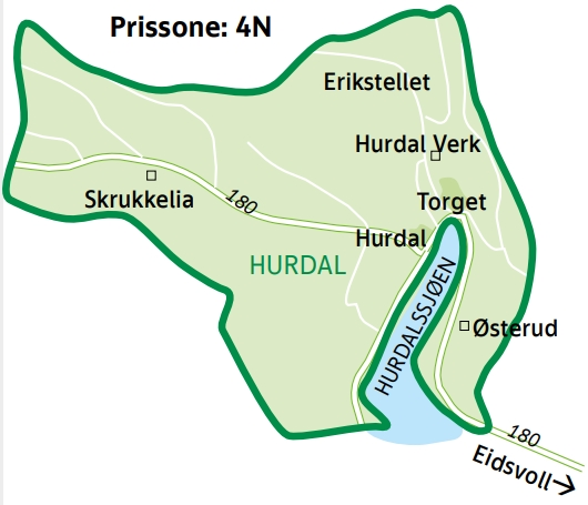 Kart over Hurdal - Eidsvoll