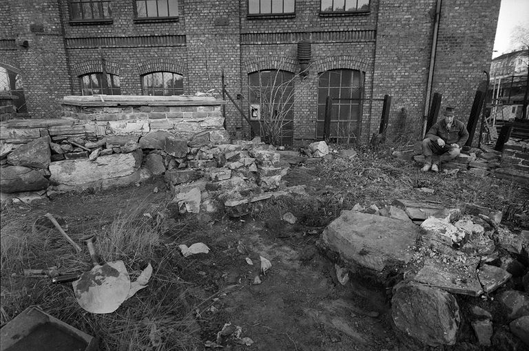 Historic photo from archaeological excavations in the Medieval Park.