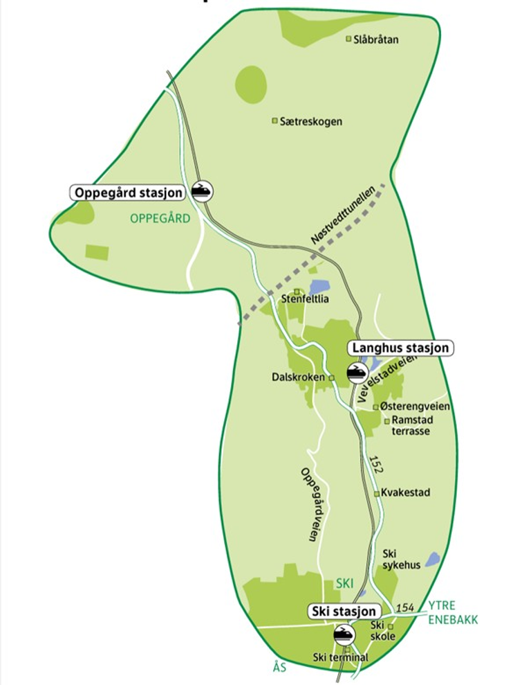 Kart over Sæterskogen - Ski stasjon