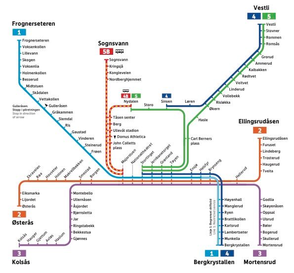 T-banekart Ringen Sognsvann summer 2026