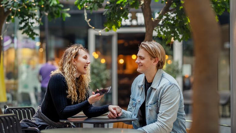 Man and woman at a coffee house