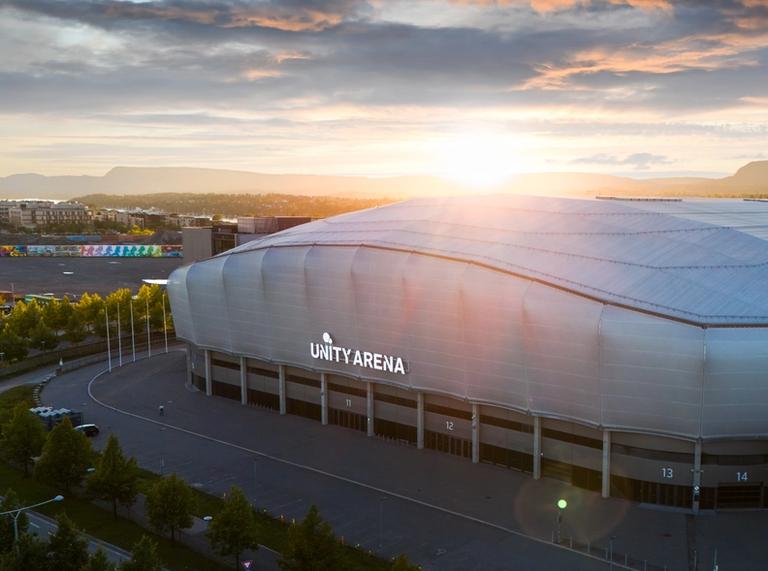 Picture of a concert venue at Fornebu at sunrise