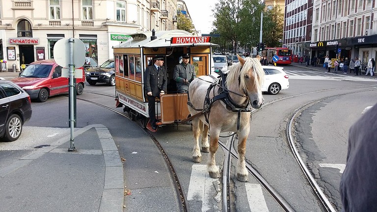 An old horse carry in the middle of Majorstuen