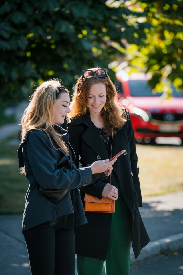 Two women planning a journey