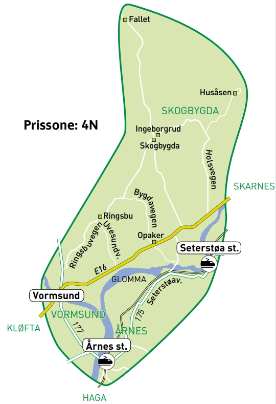 Kart over Skogsbygrenda Greniskogen