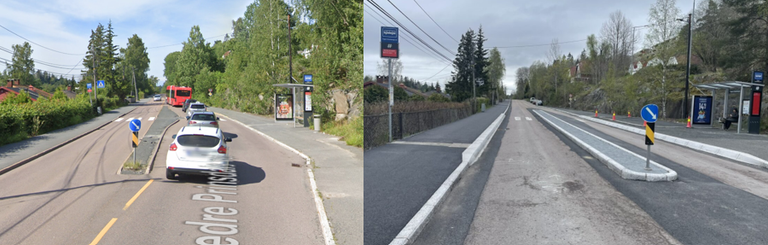 Trygve Strømbergsvei før og etter oppgradering