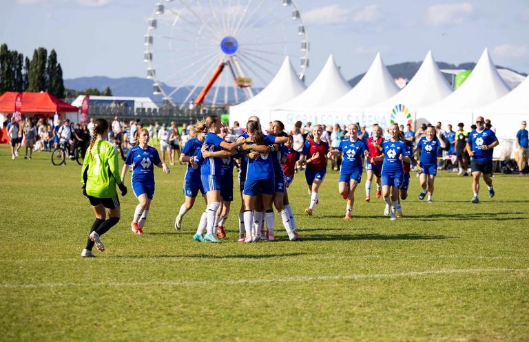 Picture from a girl's football match at Norway Cup at Ekebergsletta
