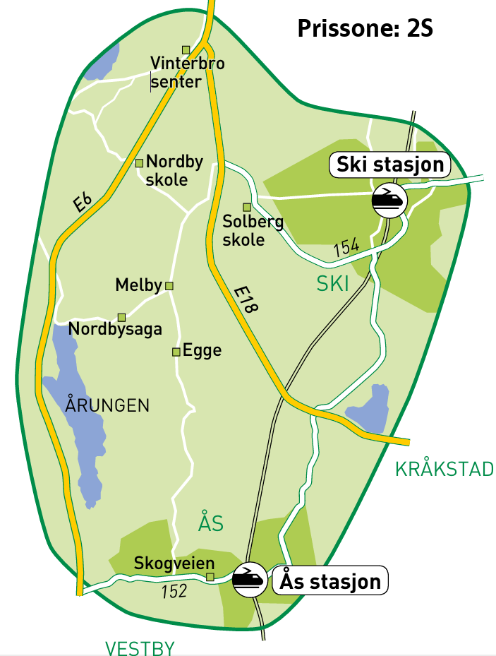 Kart over Ås stasjon - Ski stasjon