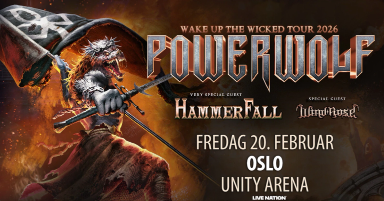 Plakat om bandet Powerwolfs konsert på Unity Arena