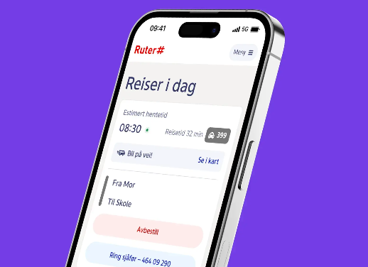 En mobil som viser den nye løsningen for skoleskyss