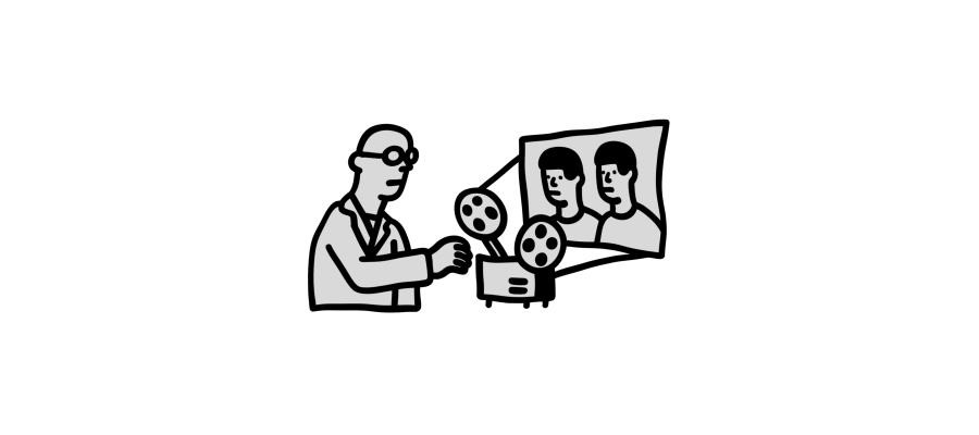 person using a projector