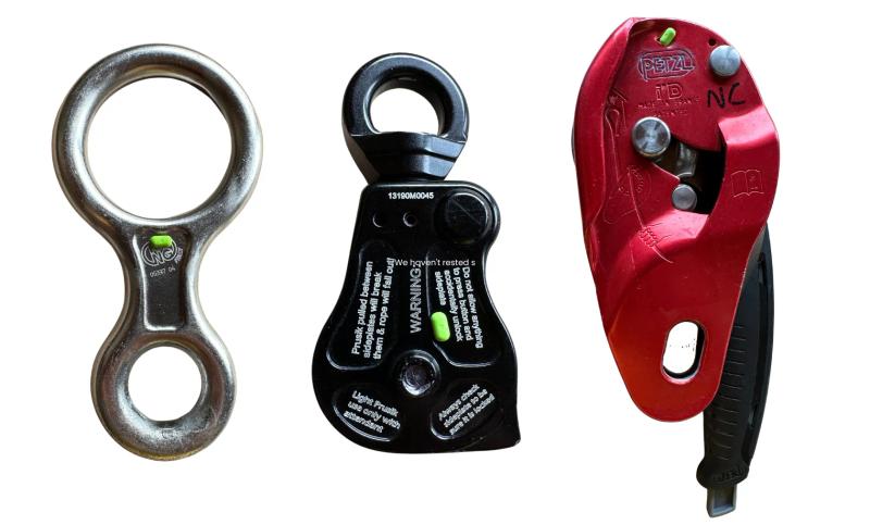 Scannable NFC chip and app system for rope access equipment management