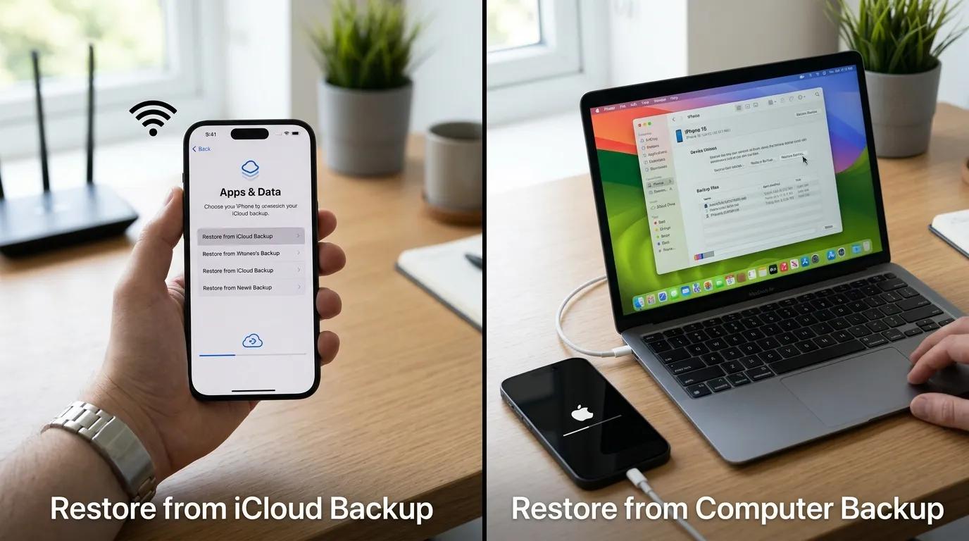 Método 4: Restauração do iPhone a partir de backup do iCloud ou backup do computador