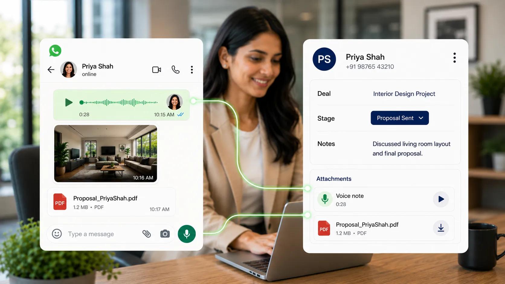 WhatsApp chat syncing CRM