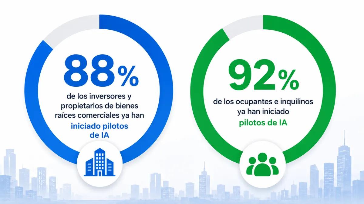 El 88% de los inversores comerciales y el 92% de los inquilinos iniciaron proyectos piloto de IA en el sector inmobiliario.