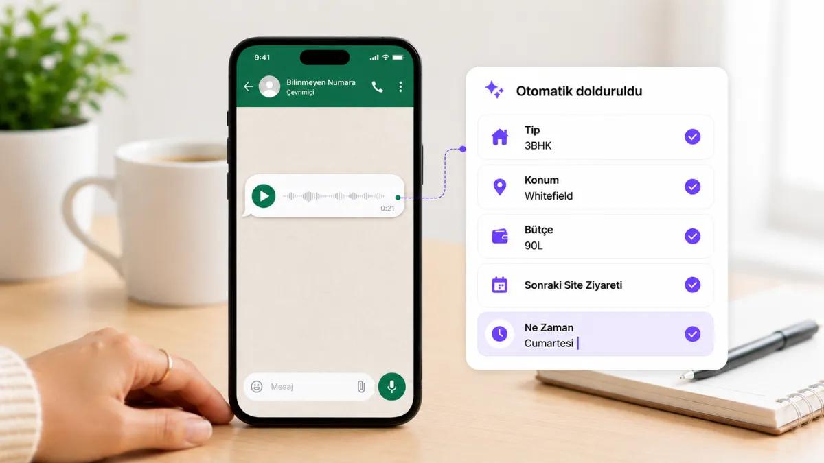 CRM alanlarını otomatik dolduran WhatsApp sesli notu