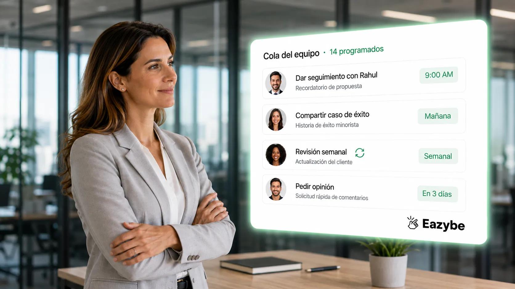 mensajes de WhatsApp programados asignados entre reps
