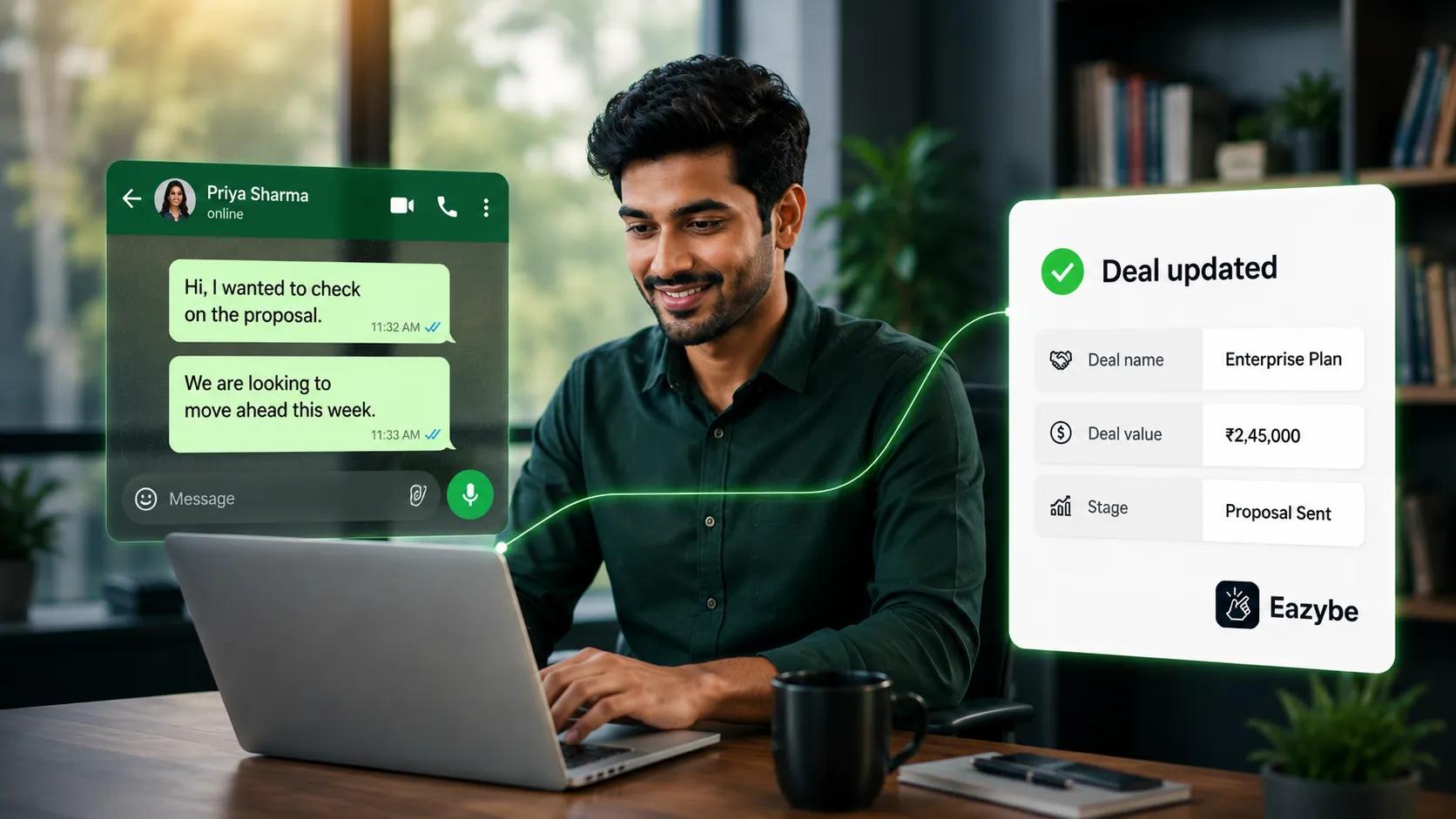 WhatsApp chat updating Pipedrive